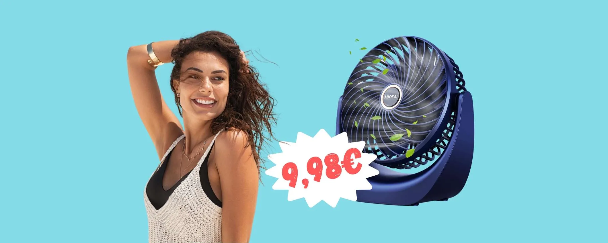 Ventilatore portatile con batteria ricaricabile a MENO di 10€