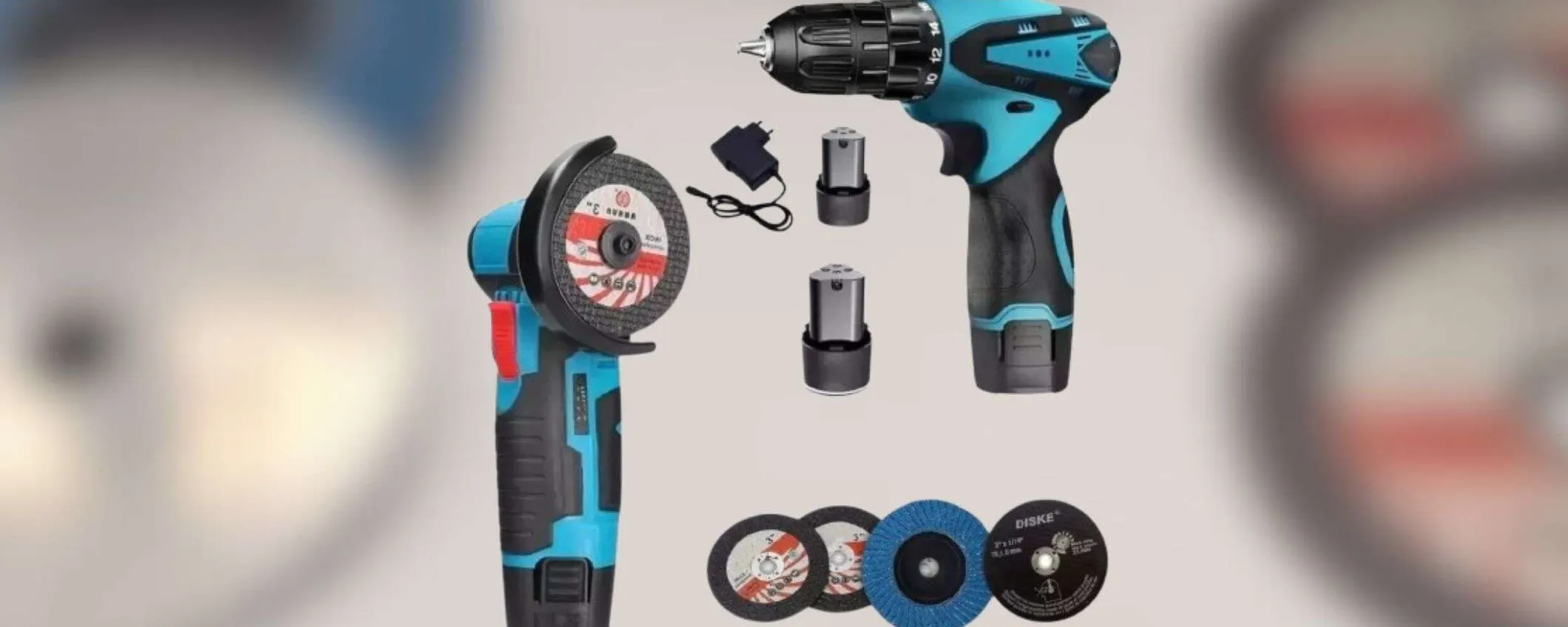 Trapano avvitatore, smerigliatrice e 2 batterie: kit a prezzo SHOCK (34€)