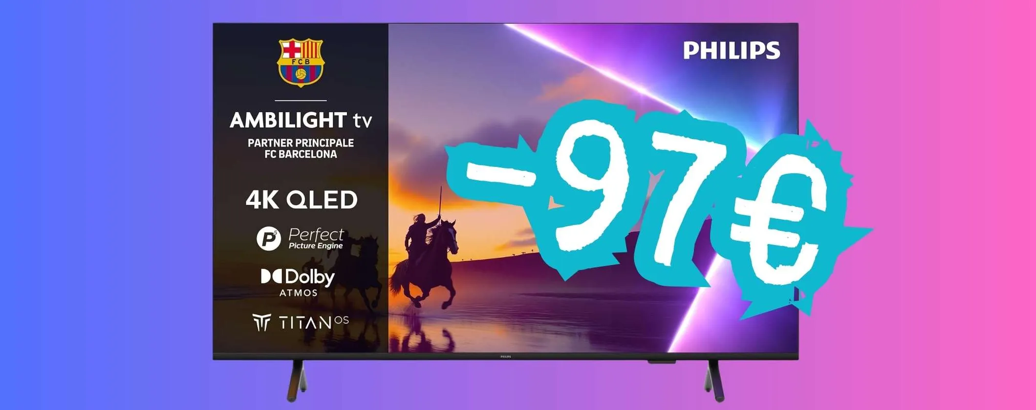 Ogni azione prende vita con la Smart TV Philips 4K da 50 pollici (-97€)