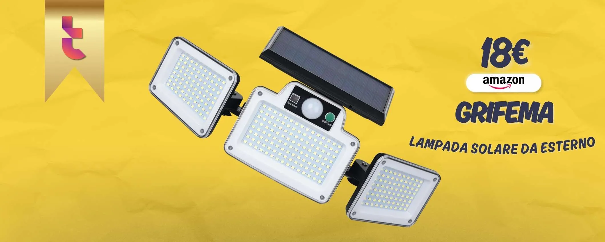 Lampada solare da esterno: sembra giorno in piena notte (18€)