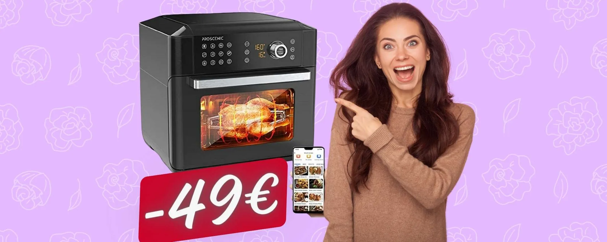 Proscenic T31: friggitrice ad aria da 15L e 12 programmi a 49€ in MENO