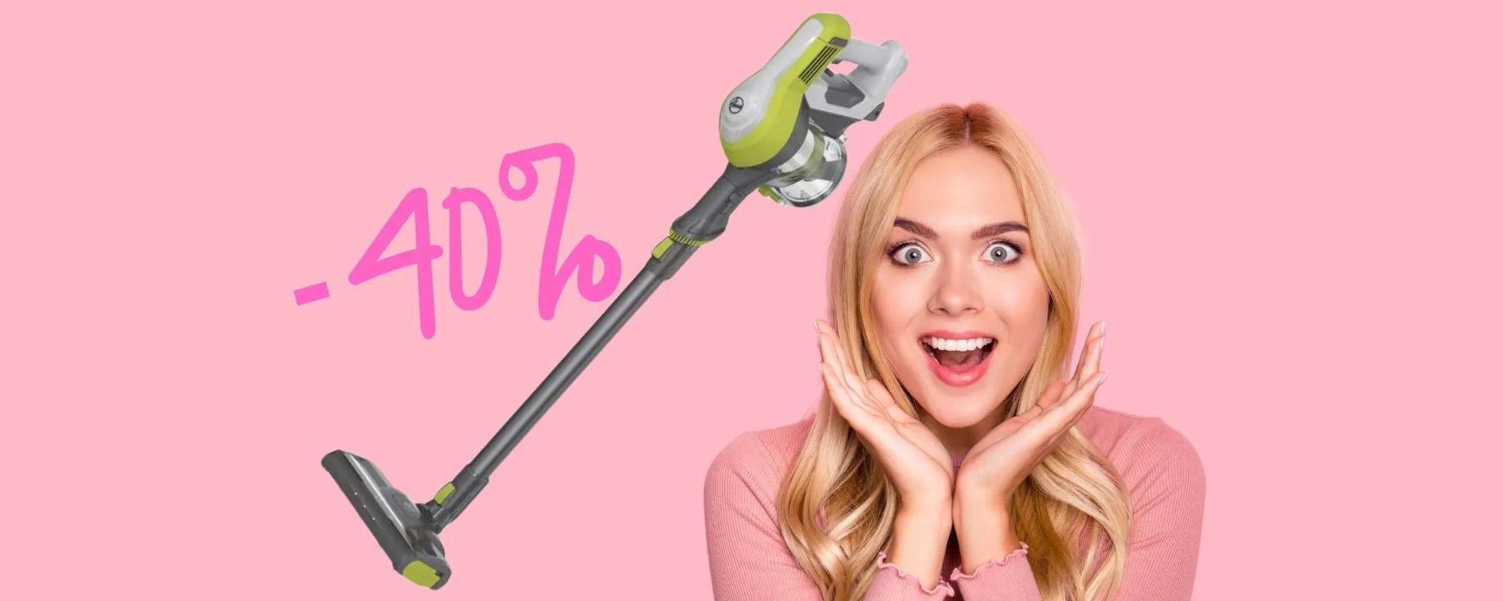 Hoover HF100: aspirapolvere senza fili leggero e potente in SCONTO del 40%