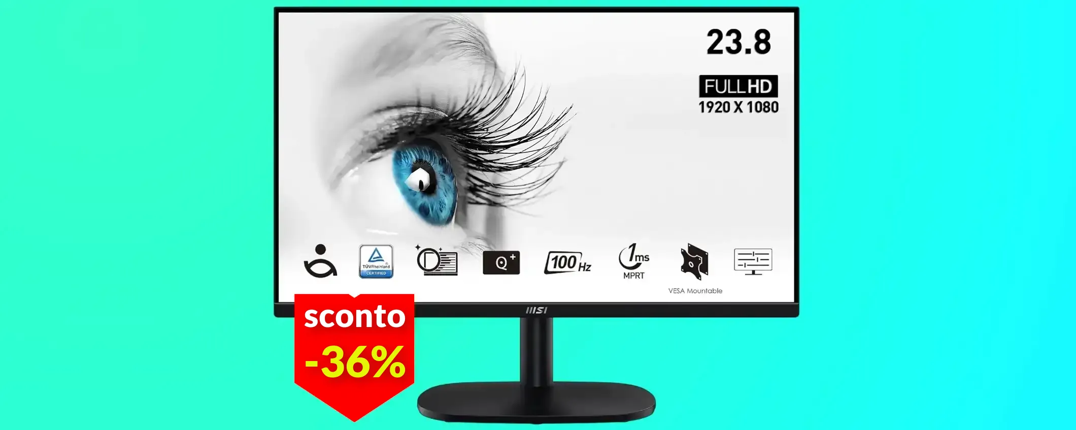 Bordi quasi invisibili e design regolabile per il monitor FullHD MSI a soli 75€
