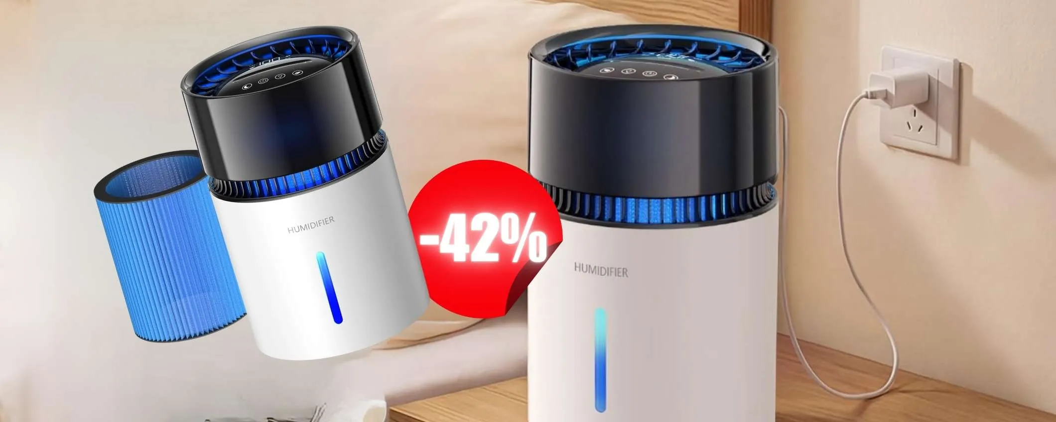 Umidifica e filtra per un'ambiente SANO: il 2in1 che va a ruba su Amazon