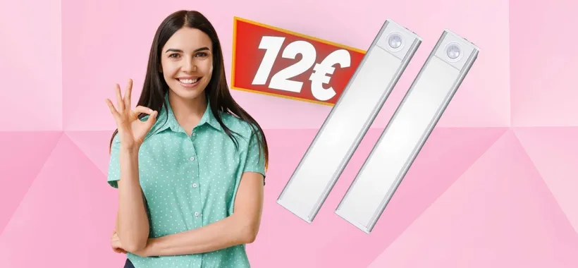 2 lampade LED con sensore di movimento: luce in armadi e cassetti (50%)