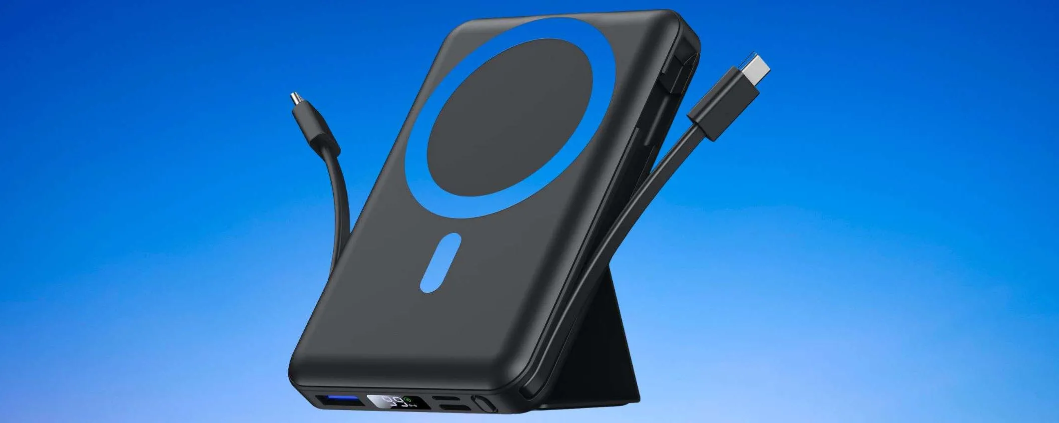 Power bank magnetico 10000mAh con cavi integrati: sconto AFFARE su Amazon
