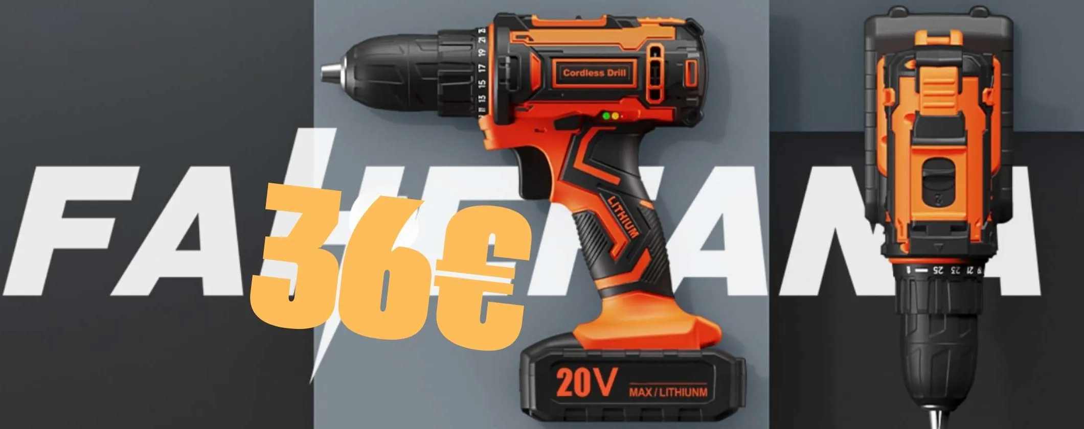 Trapano avvitatore con 2 batterie, valigetta e accessori al prezzo bomba di 36€