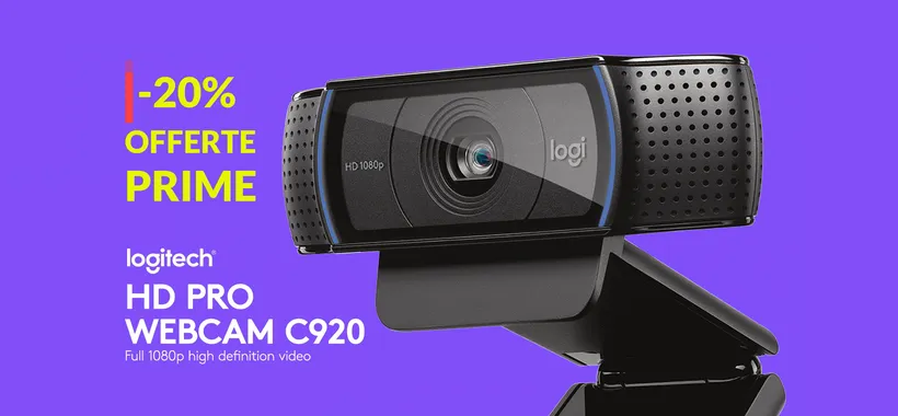 Webcam Logitech FullHD: regolabile e con due microfoni (56€)