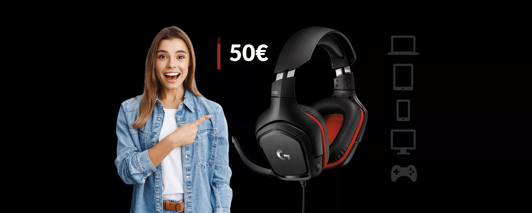 Cuffie gaming Logitech POTENTISSIME e regolabili: già tue a 50€