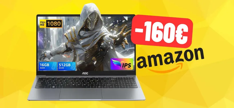 Computer portatile da 15,6" con SSD da 512GB e 16GB di RAM (-160€)