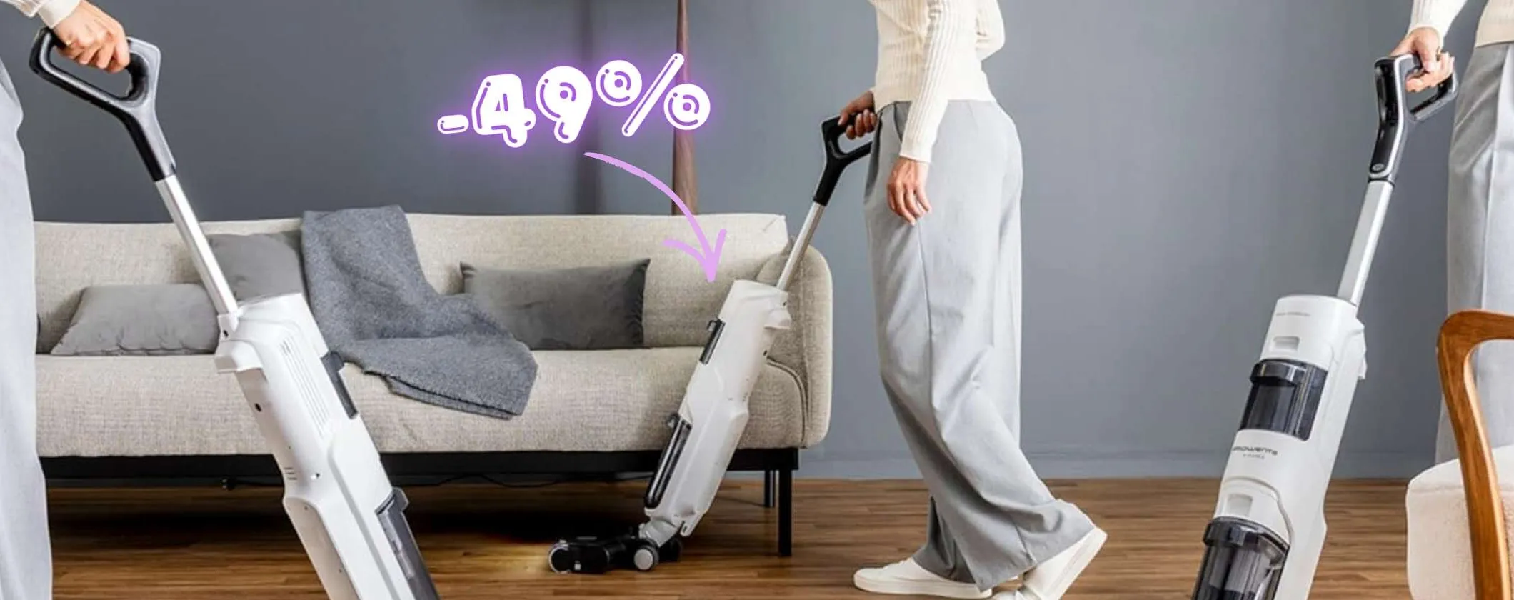 Rowenta X-Clean 5: scopa elettrica che aspira e lava con autonomia di 50 minuti (-49%)