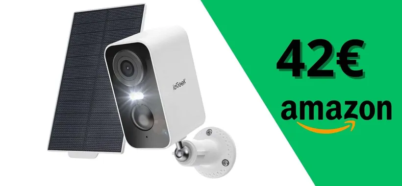 ieGeek Telecamera WiFi Esterno a 42,74€: sorveglianza 2K con pannello solare in SUPER sconto