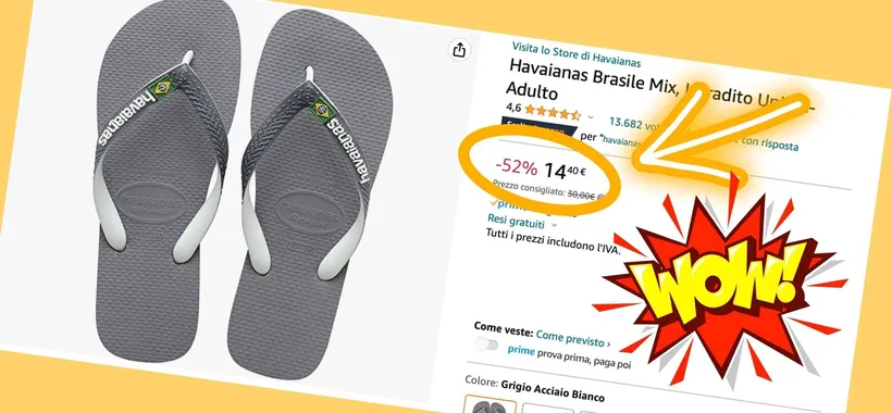 Infradito Havaianas a 14€ su Amazon: SVENDITA dell'ultimo secondo (-52%)