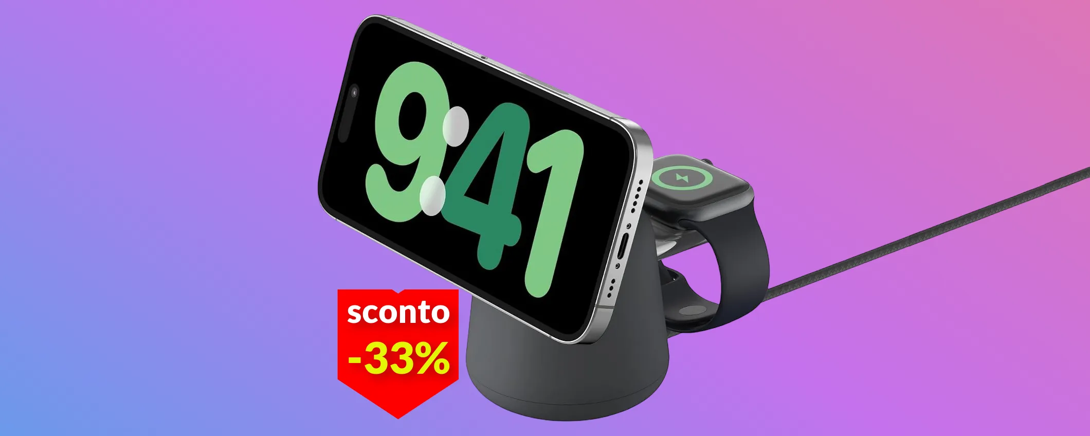 Caricabatteria wireless 2-in-1 con Qi2: Belkin taglia il prezzo del 33%
