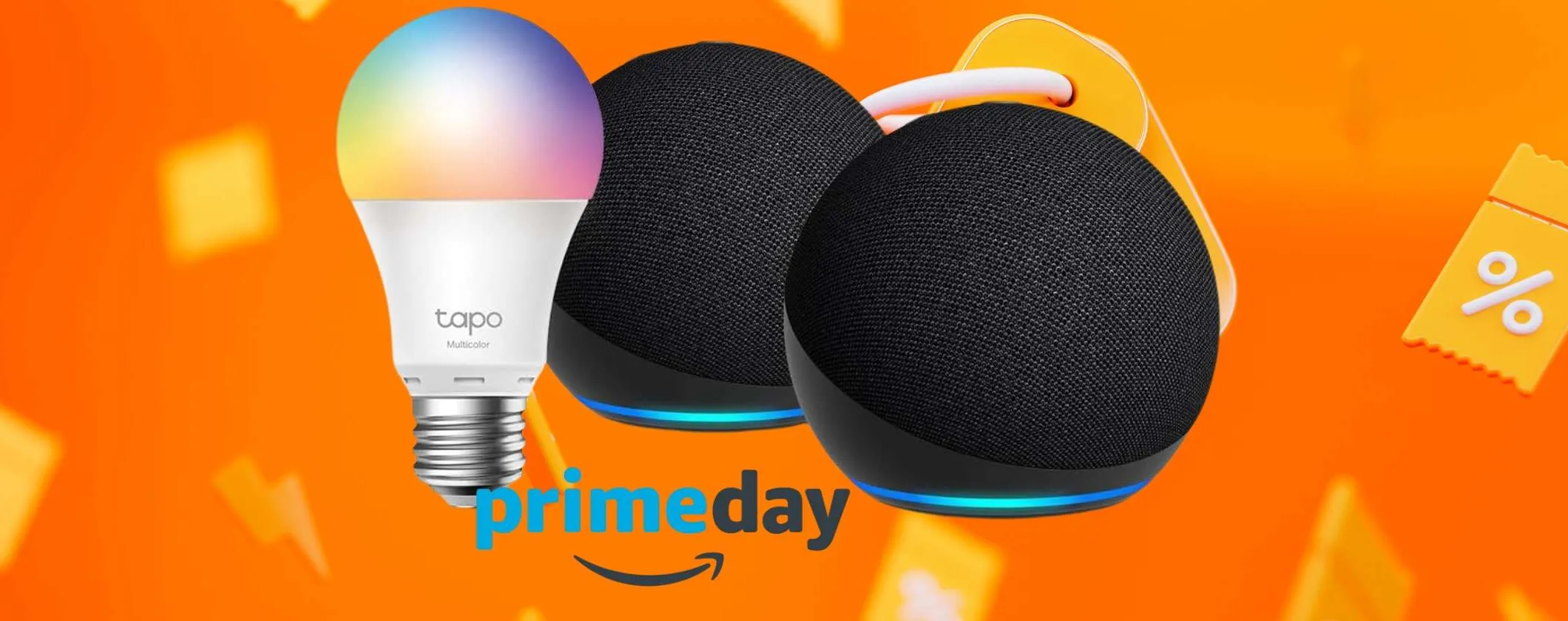 Prime Day anticipato: 2 Echo Dot e una lampadina colorata WiFi Tapo a 69€