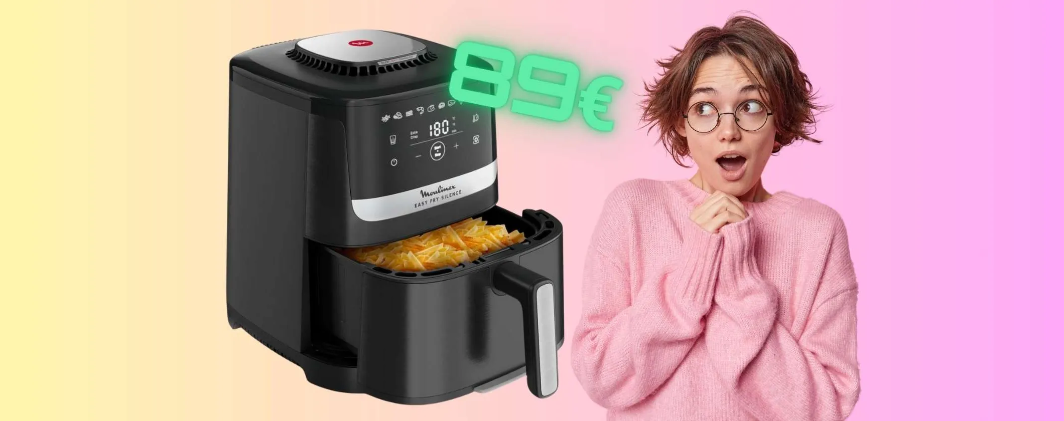 Cottura semplice, veloce e con poche calorie? Friggitrice ad aria Moulinex a 89€