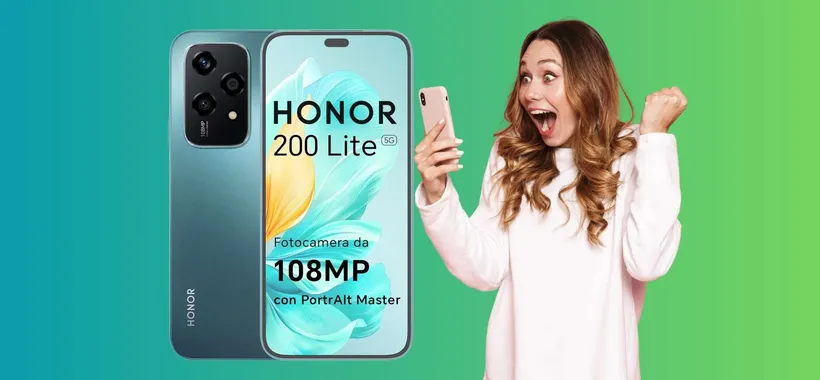 HONOR 200 Lite (8/256GB) con fotocamera da 108 MP a soli 179€