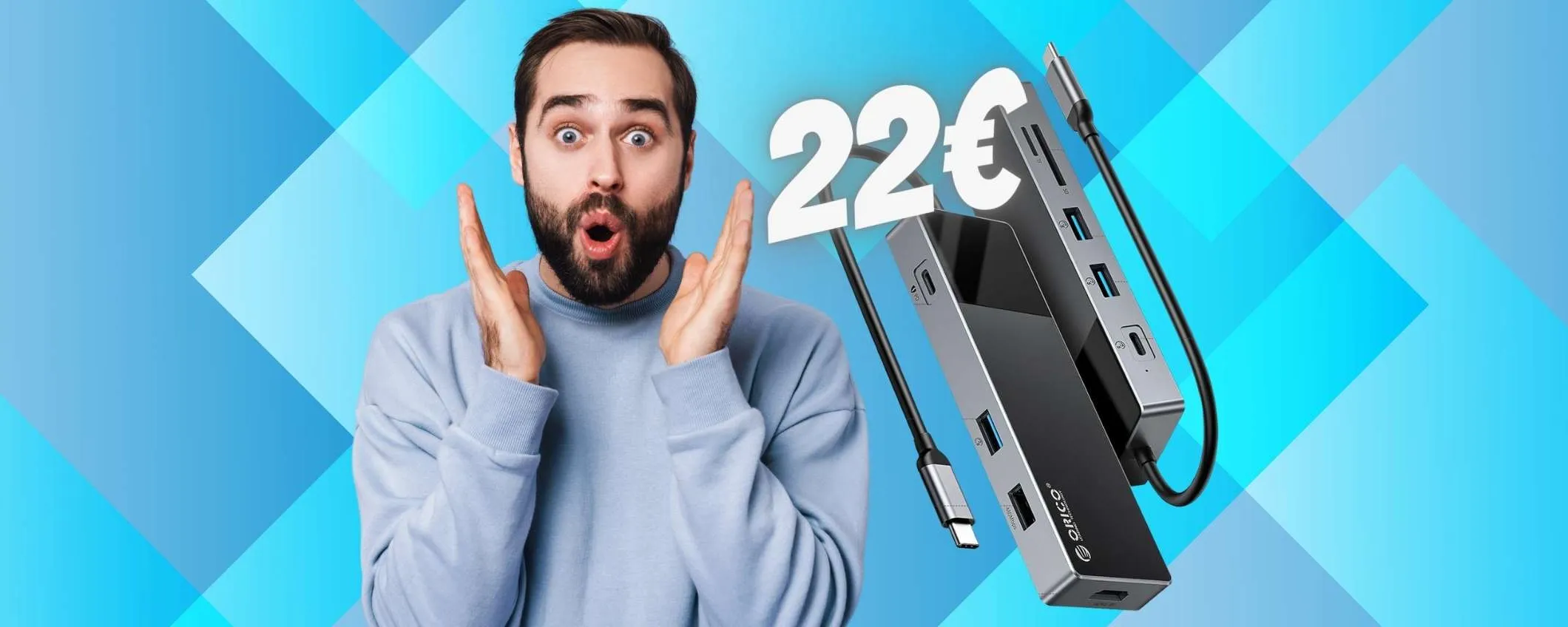 Docking Station 9 in 1 con USB, HDMI, PD, SD e microSD a SOLI 22€
