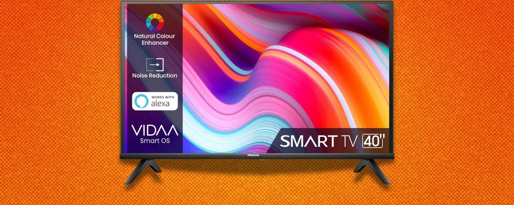 Hisense 40E43KT da 40” ora a 222,99€: Smart TV compatta con Alexa e VIDAA