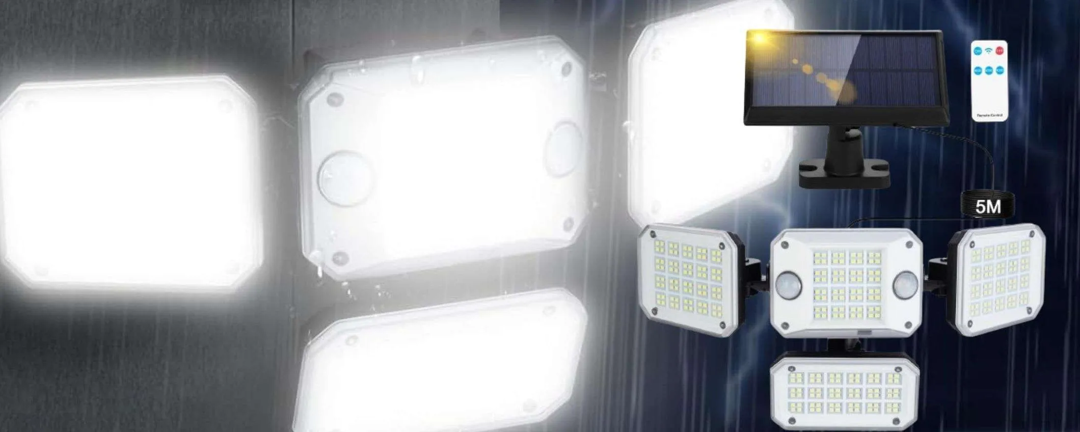 Faro solare 4 teste da 3500 lumen: luminosità STRAORDINARIA (21€)