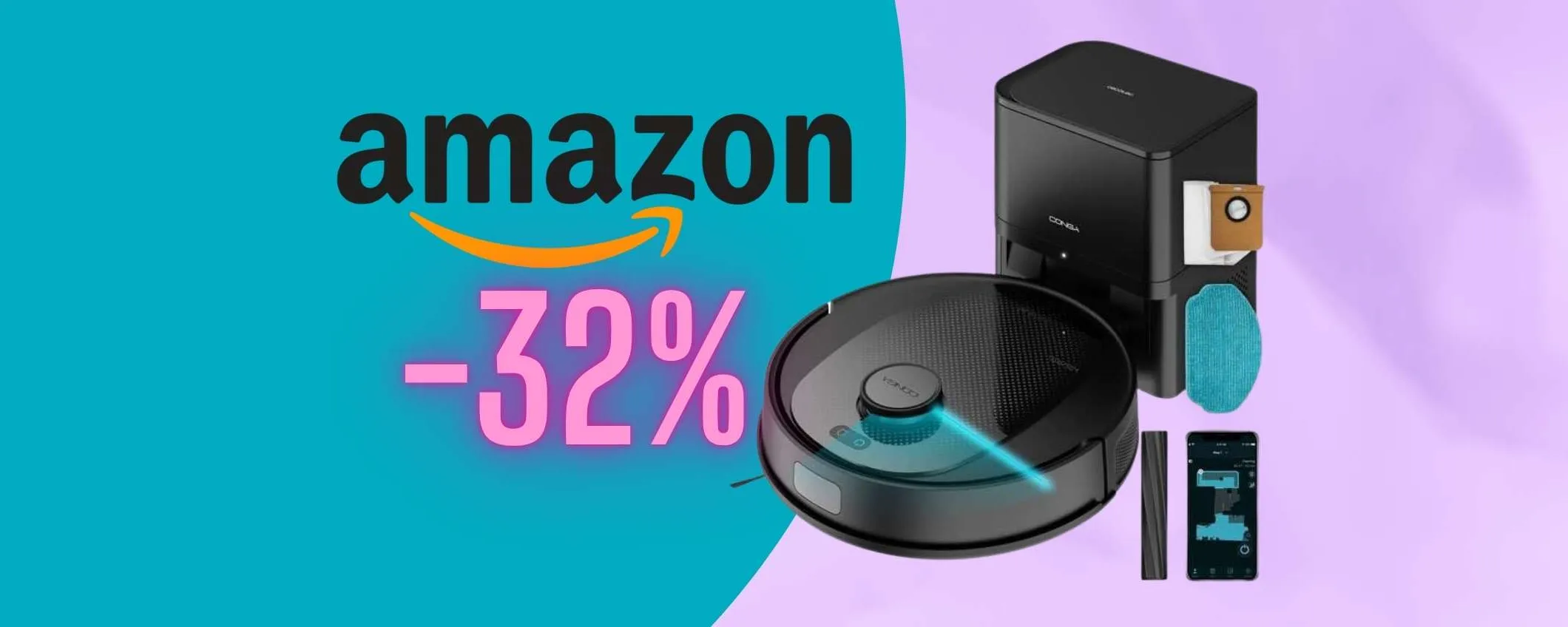 Robot aspirapolvere e lavapavimenti Conga 7690 in grande sconto al 32%