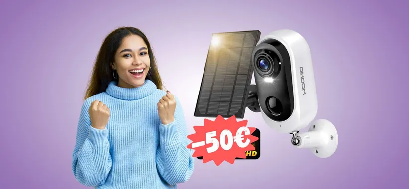 Videocamera di sorveglianza con pannello solare a 50€ in MENO