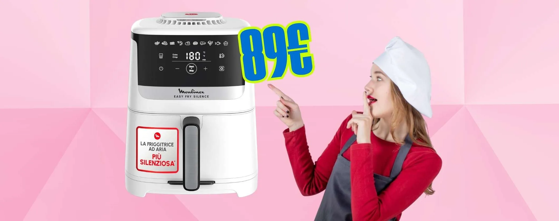 Friggitrice ad aria Moulinex con 10 programmi e cestello da 5L tua a soli 89€