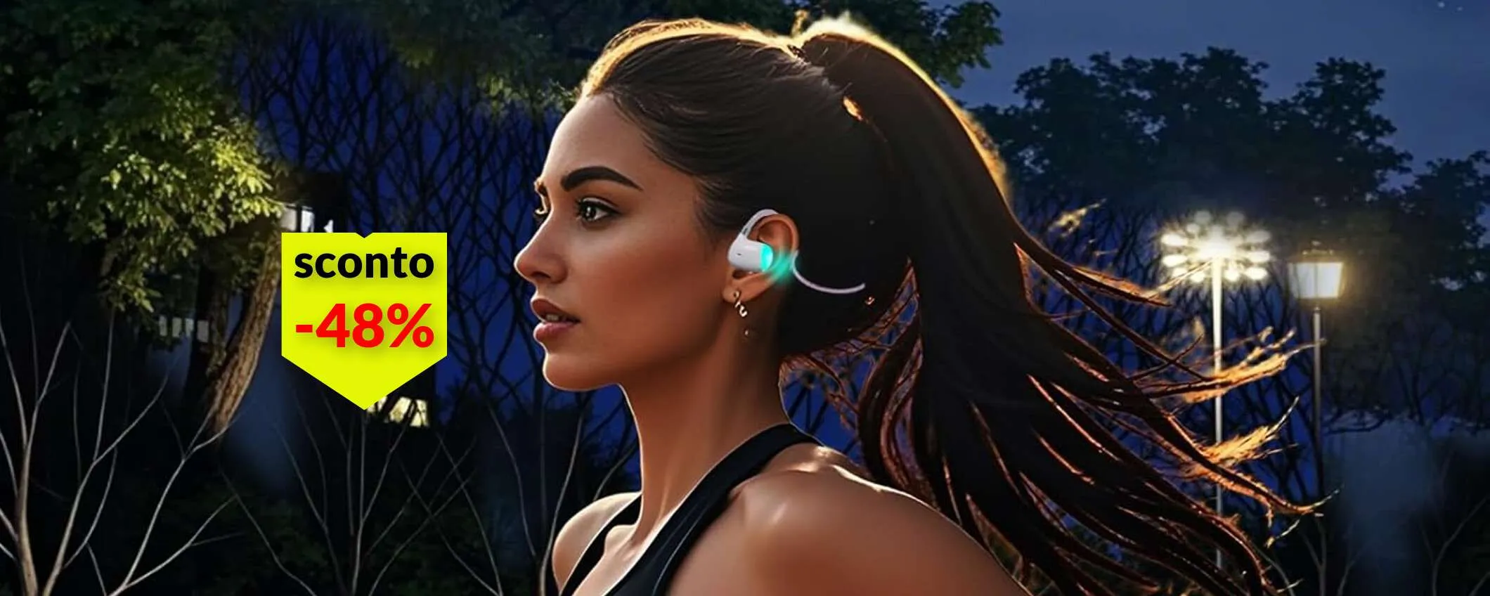 Auricolari Bluetooth con luce notturna, ottimi per andare a correre: bastano 12€