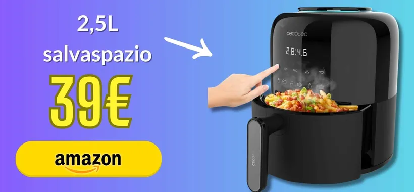 PICCOLA e ottima: friggitrice ad aria 2,5L salvaspazio, perfetta per 2