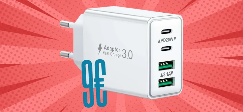 Caricatore USB con 4 uscite e potenza da 40W a soli 9€: ricarica tutto in un posto