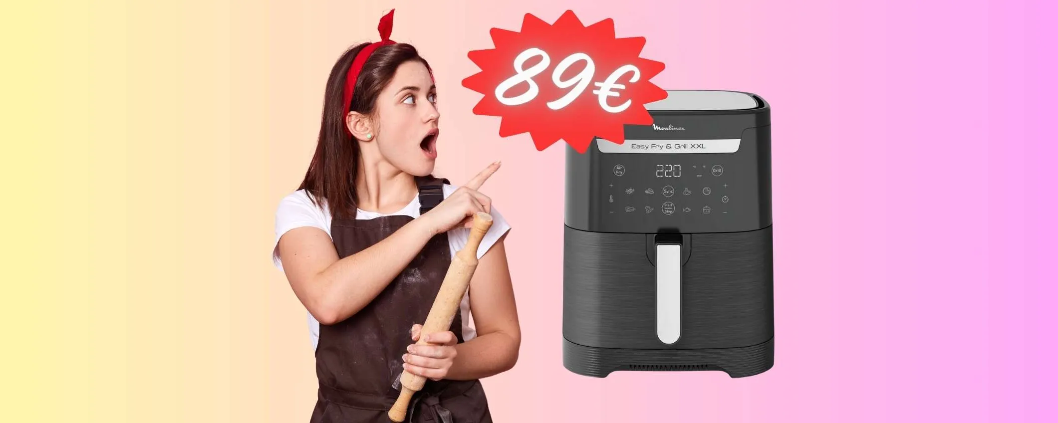 Cibi buonissimi e più sani con la Friggitrice ad Aria Moulinex da 6,5L a soli 89€