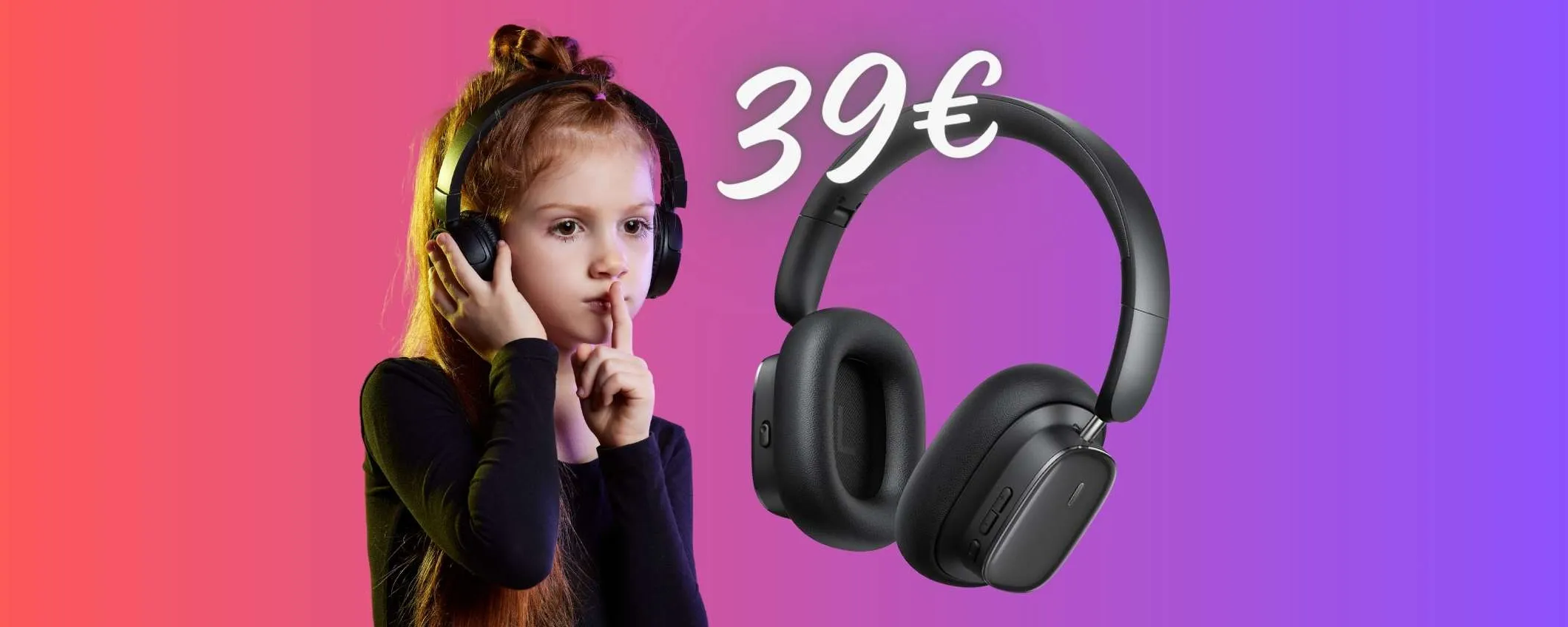 Cuffie Bluetooth con cancellazione rumore e 100h di audio tue a 39€