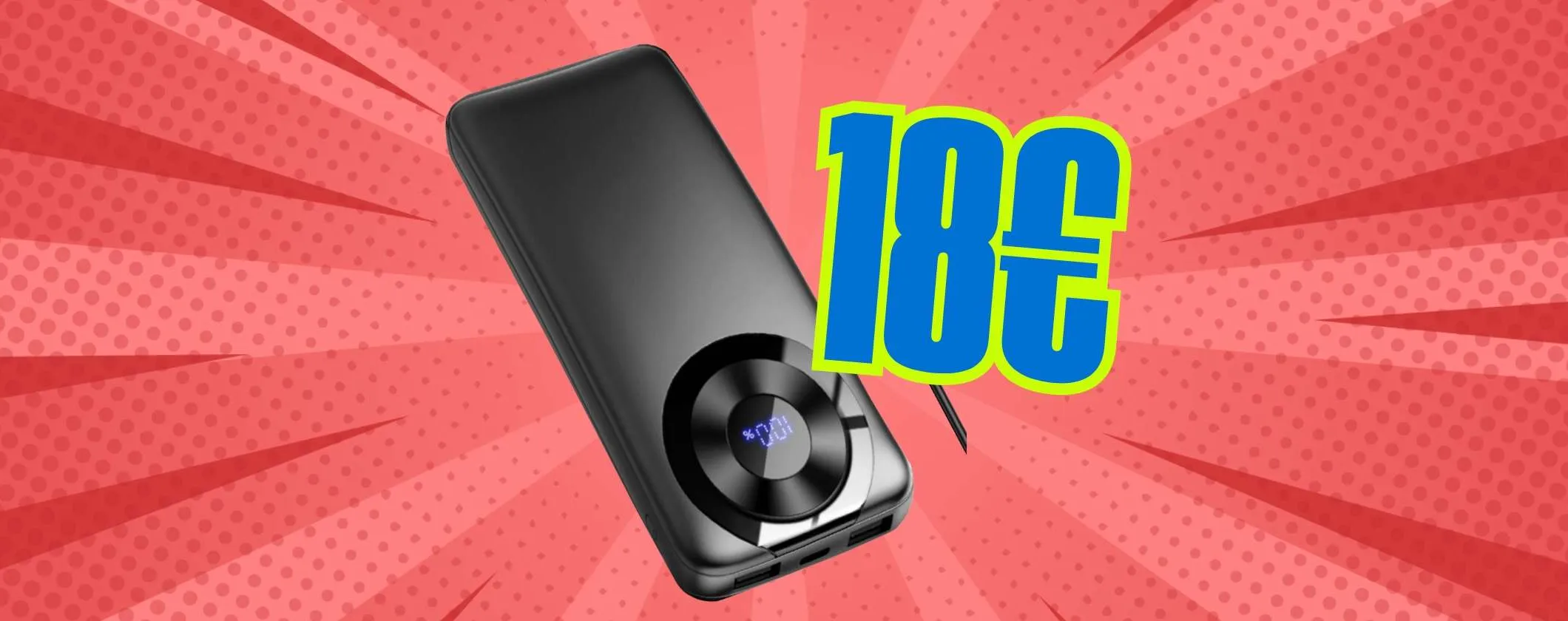 Power Bank da 10000mAh con 3 uscite e pratico display tuo a 18€