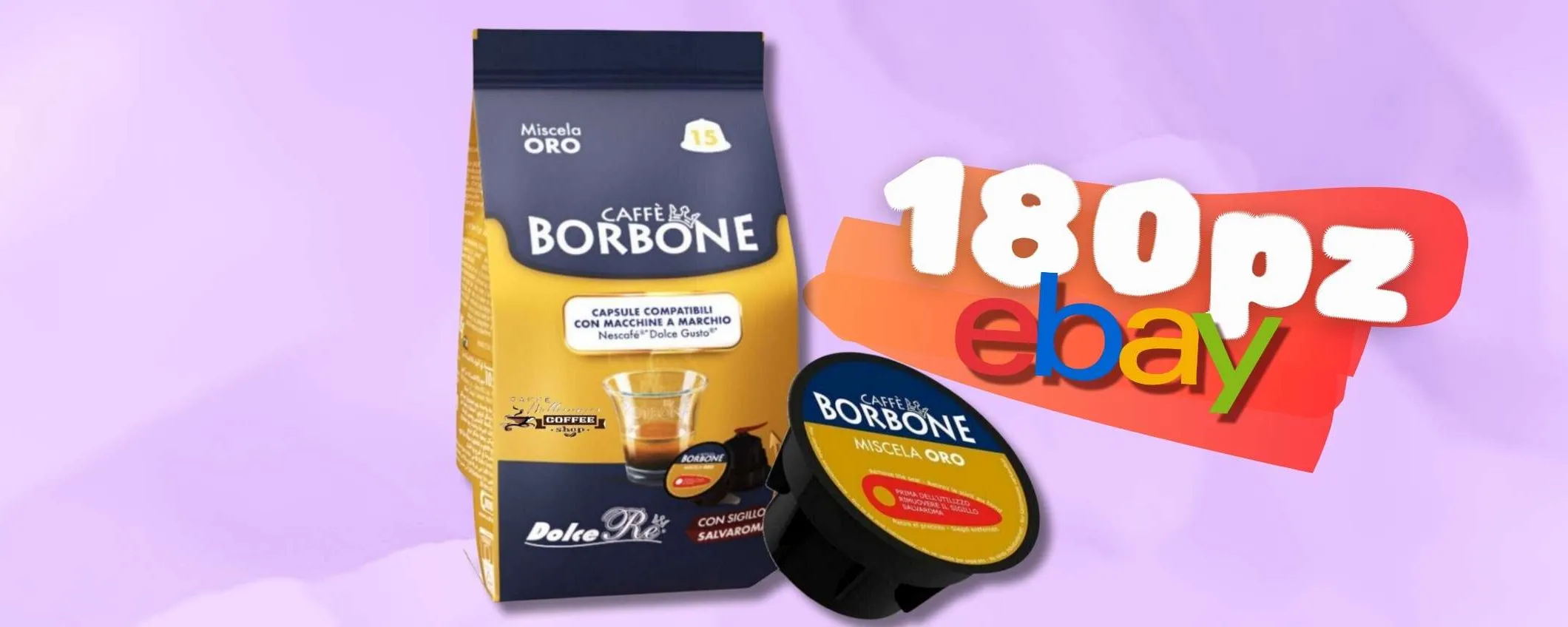 180caps Caffè Borbone miscela ORO per Dolce Gusto Nescafé a 0,23€ cad.
