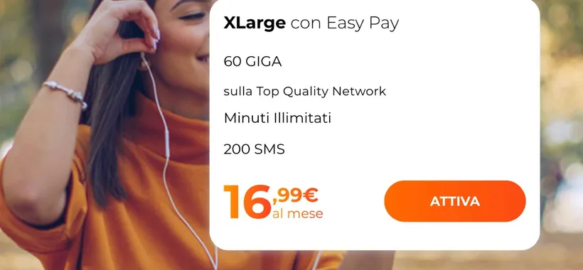 WINDTRE: Promo XLarge con 60GB a 16,99€ al mese