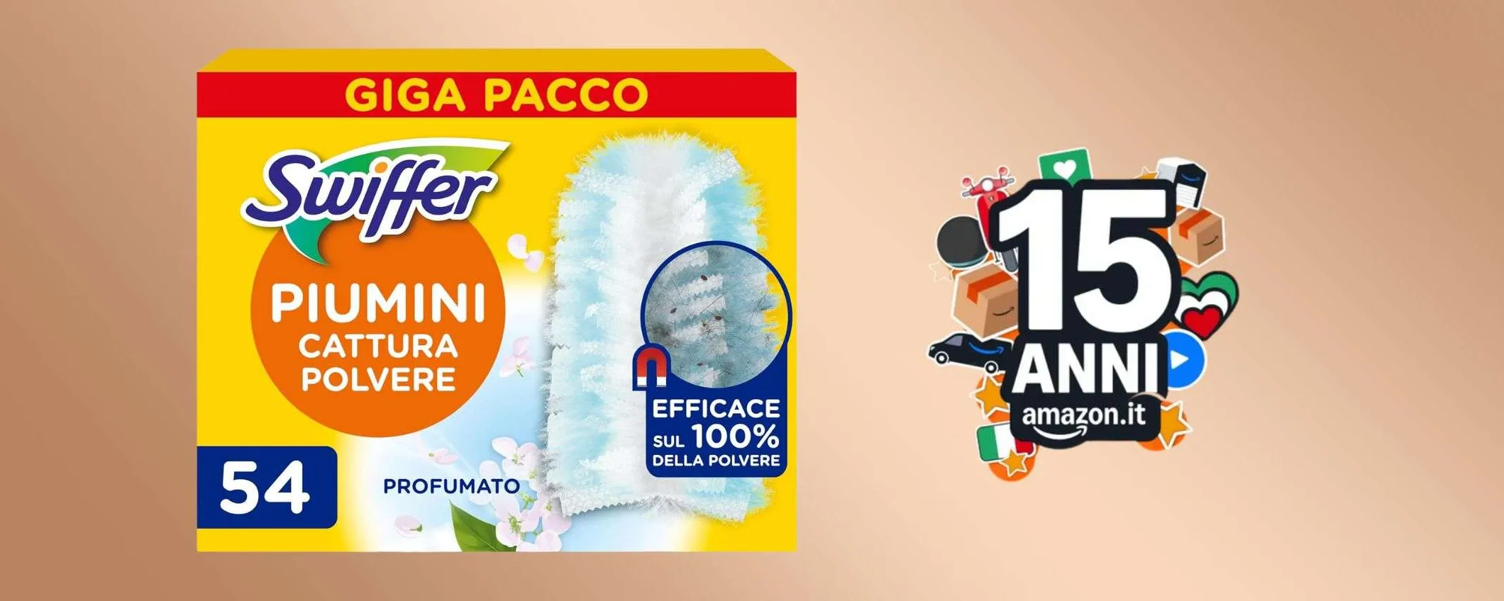 Piumini cattura polvere Swiffer: offerta SCORTA sul GIGA PACCO da 54 pezzi