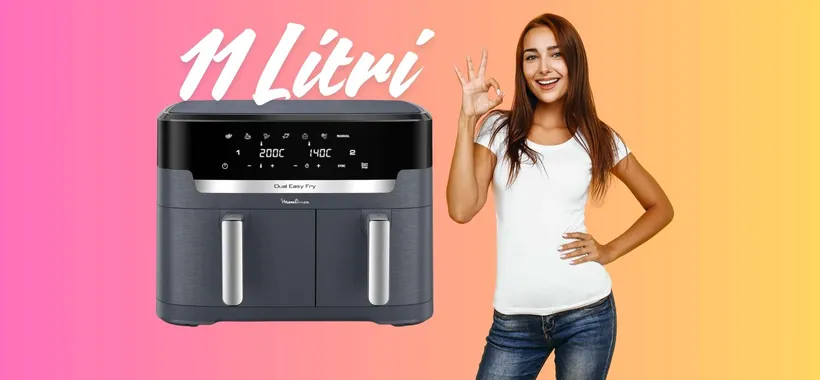 Friggitrice ad aria Moulinex da 11 litri e doppio cestello per cucina easy&amp;fast