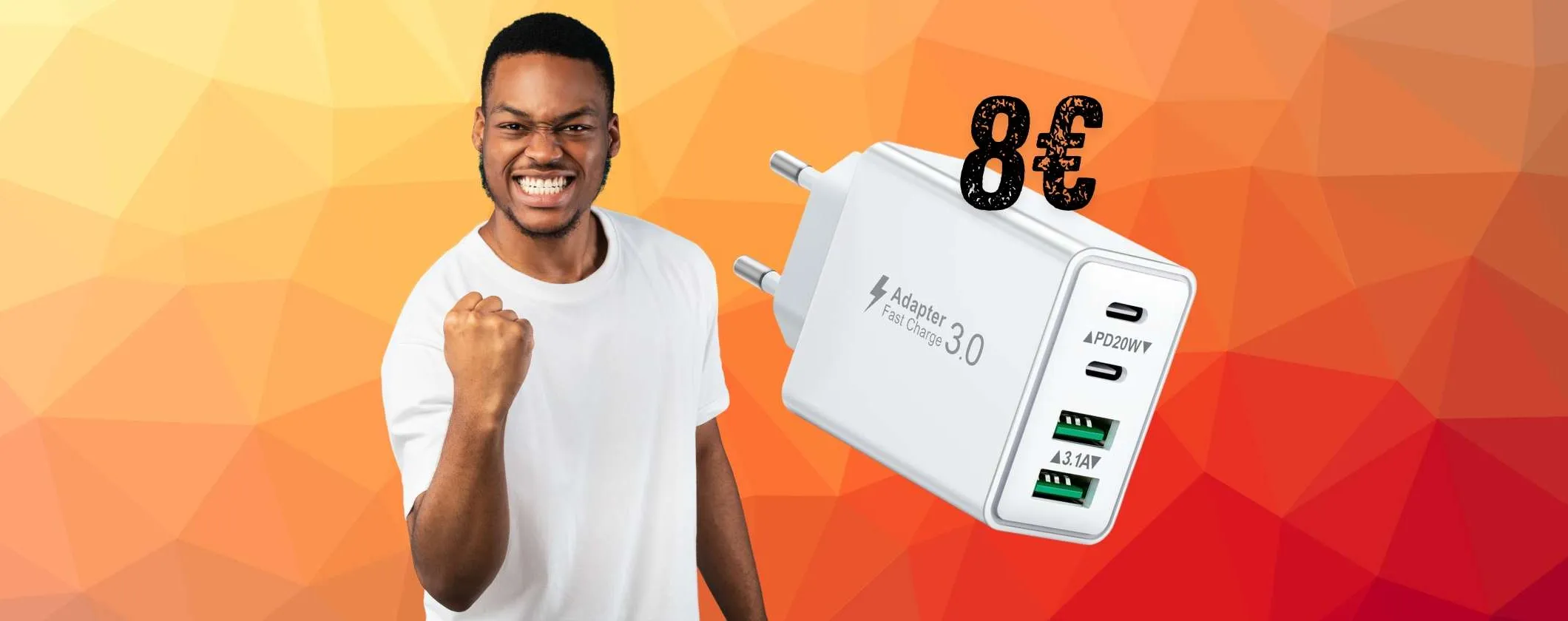 Caricatore USB con 4 porte a soli 8€ in offerta a tempo su Amazon