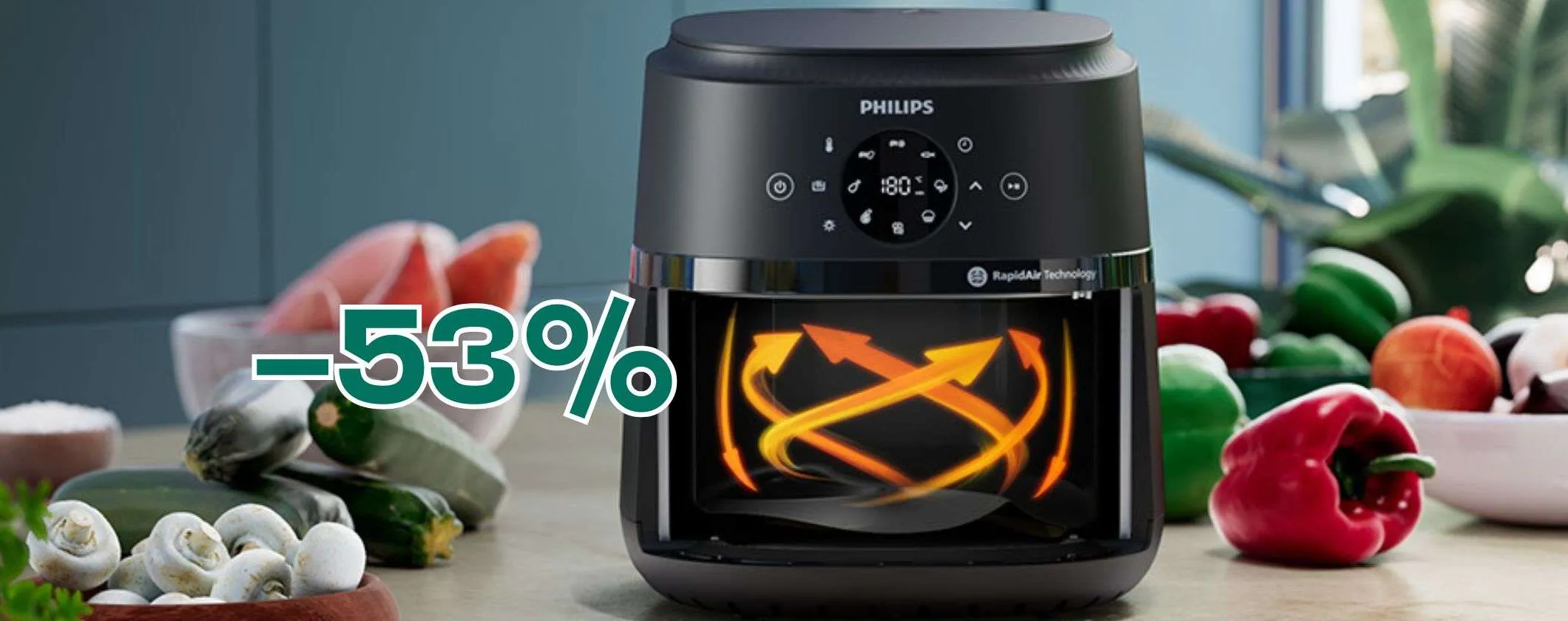 La Friggitrice ad Aria Airfryer Serie 5000 L PHILIPS è al 53% di sconto su Amazon