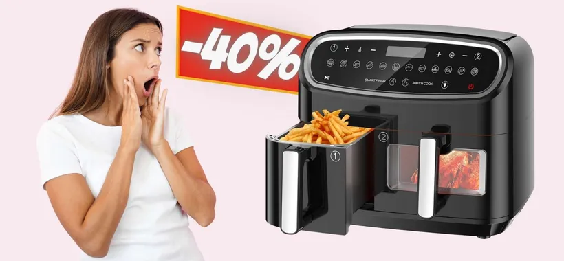 Friggitrice ad aria con doppio cestello e 12 programmi in SCONTO al 40%