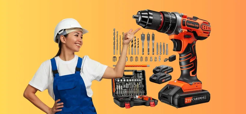 Trapano avvitatore, valigetta, tantissimi accessori e due batterie tuo a 52€