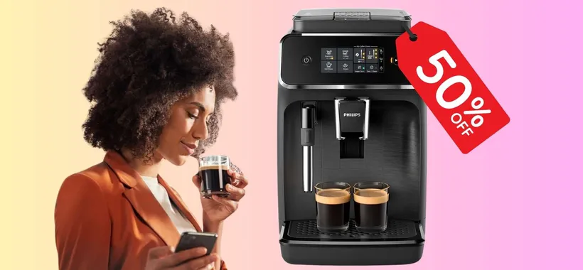 Macchina caffè Philips con macinino in ceramica e montalatte (50%)