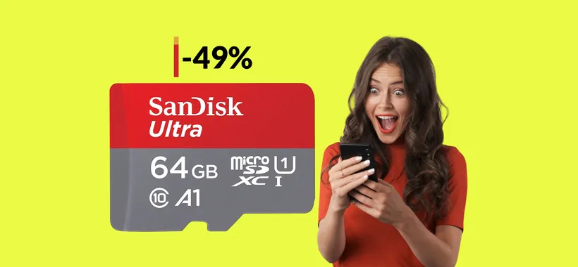 MicroSD 64GB SanDisk: il prezzo CROLLA a soli 9€ su Amazon