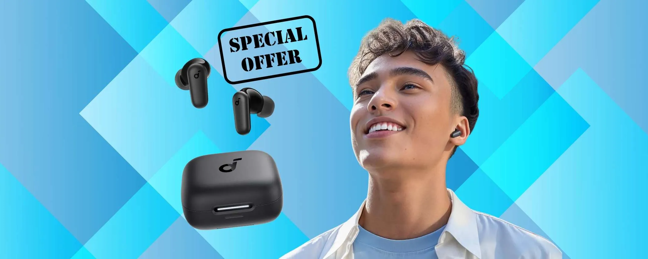 Doppio SCONTO sulle cuffiette Bluetooth Soundcore P30i (IP54), ora imperdibili