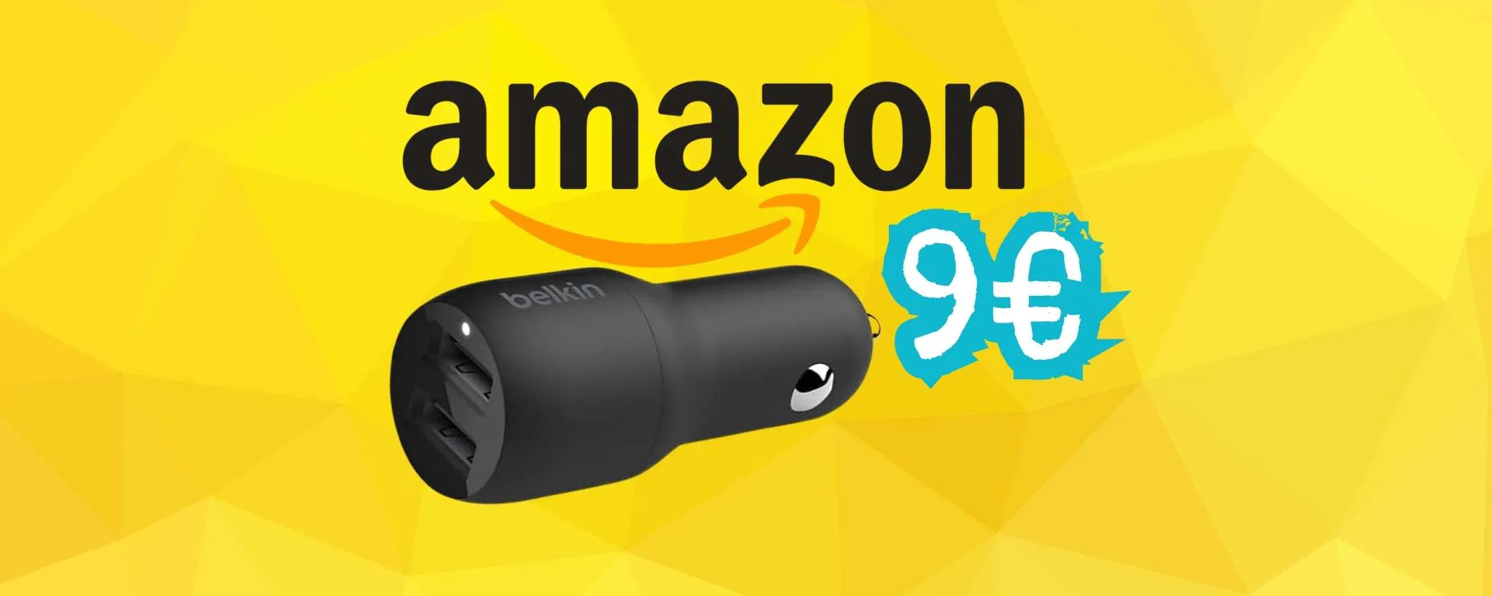 Caricatore USB da auto con due uscite super veloci a soli 9€