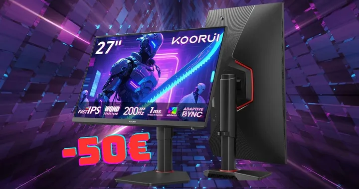 Monitor da gaming KOORUI QHD da 27" con pannello IPS e risposta di 1ms (-50€)