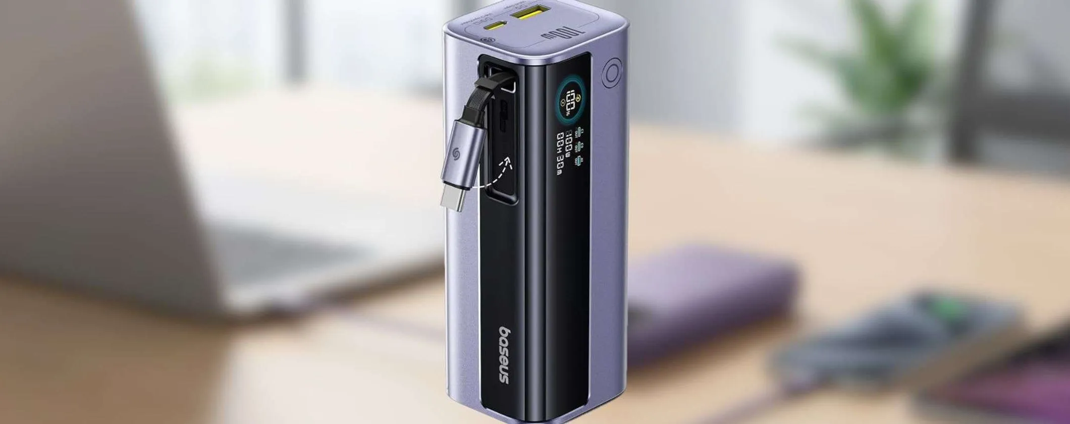 Baseus EnerGeek a 39,99€: mitico powerbank da 100W con cavo integrato