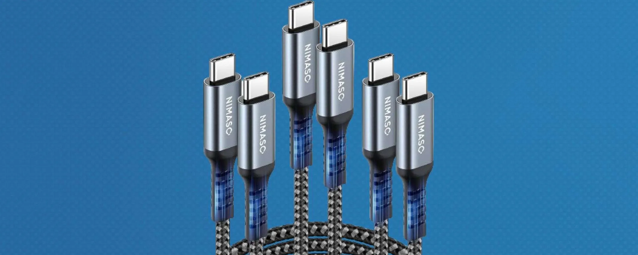 Pacco da 3 cavi USB-C (fino a 60) in offerta ad un prezzo super conveniente