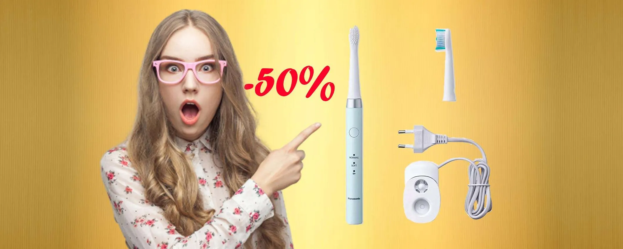 Spazzolino elettrico Panasonic oggi tuo con sconto TOP del 50% (Amazon)