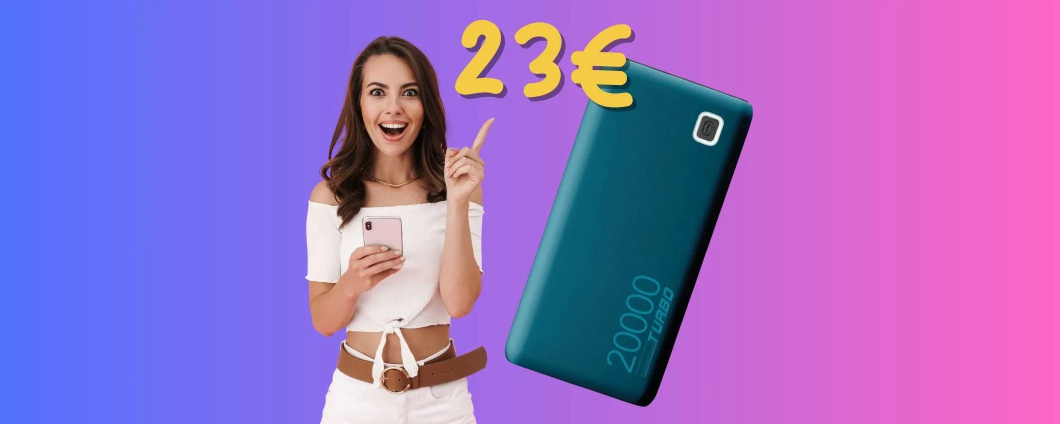 Power Bank da 20000mAh super veloce per ricaricare tutto ciò che vuoi (23€)
